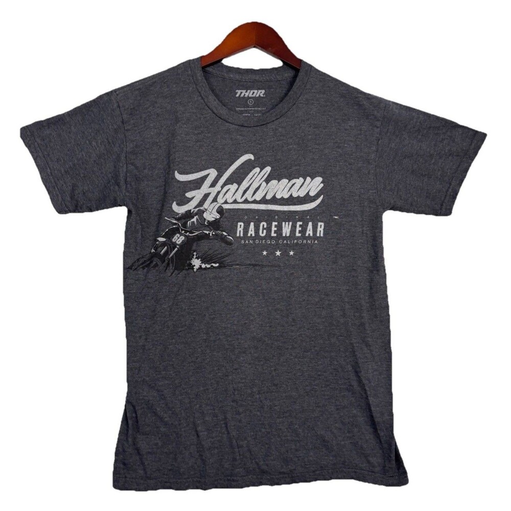 Thor Hallman Racewear Motocross T Shirt Gray Graphic Tee Adult Small S